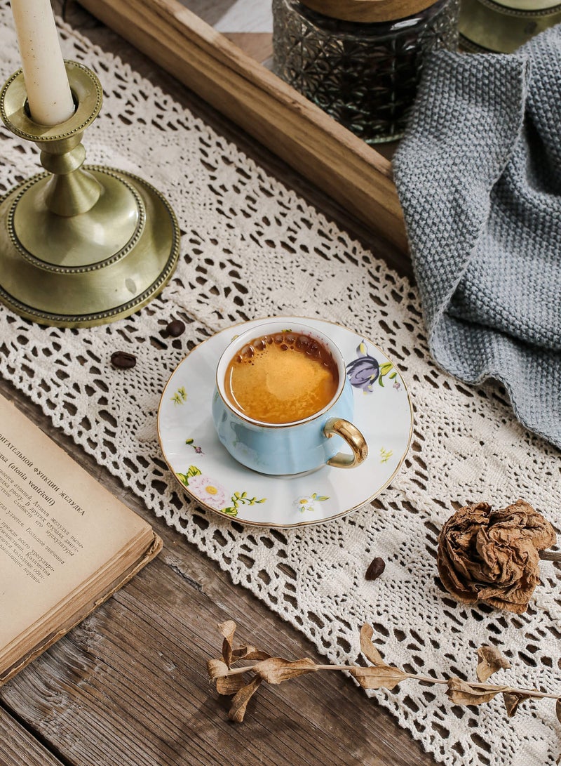 Shuer Ceramic Coffee cup, Espresso cup，Arabic coffee cup，Turkish coffee cup, Cup and Saucer Set Suitable for Home Office Restaurant Gifts Garden Party Home Afternoon Tea Set - Image 2