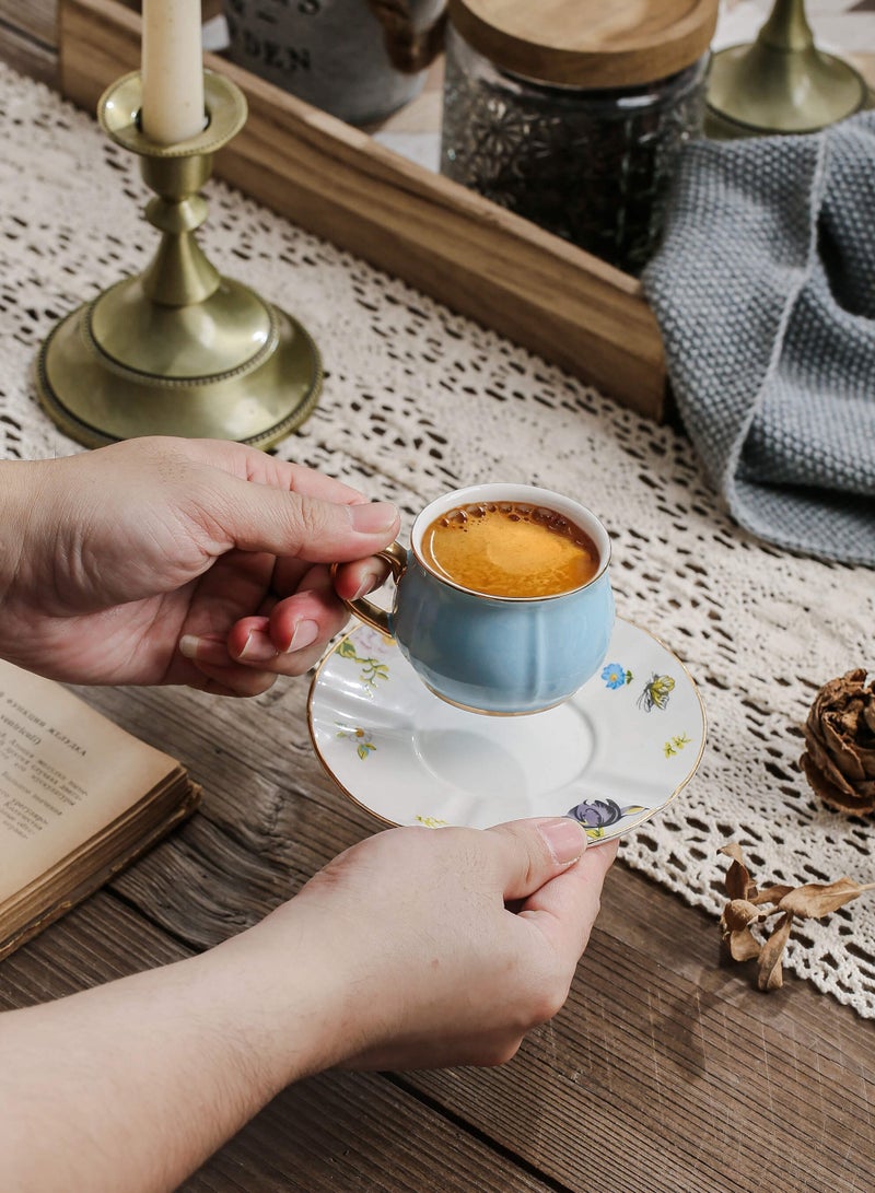 Shuer Ceramic Coffee cup, Espresso cup，Arabic coffee cup，Turkish coffee cup, Cup and Saucer Set Suitable for Home Office Restaurant Gifts Garden Party Home Afternoon Tea Set - Image 3