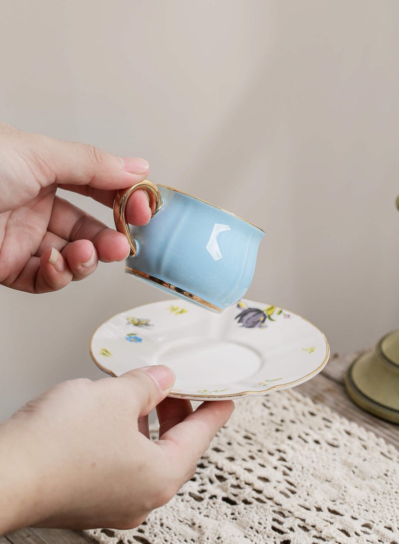 Shuer Ceramic Coffee cup, Espresso cup，Arabic coffee cup，Turkish coffee cup, Cup and Saucer Set Suitable for Home Office Restaurant Gifts Garden Party Home Afternoon Tea Set - Image 4