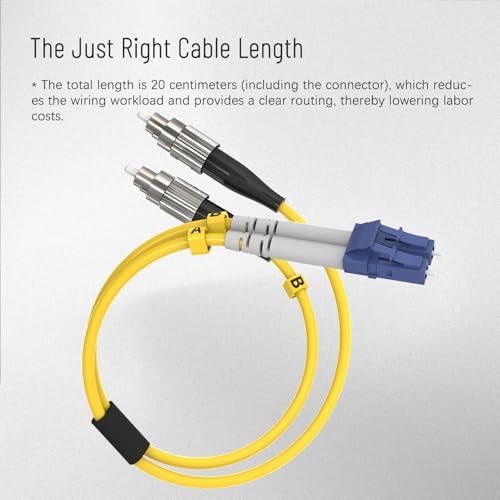 Karono 1ft. LC to FC Fiber Optic Adapter Cable, Singlemode 9/125 Duplex Male to Female Mutual - Image 3