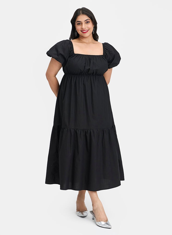 VIRGIO 100% Cotton Puff Sleeve Maxi Dress - Image 2