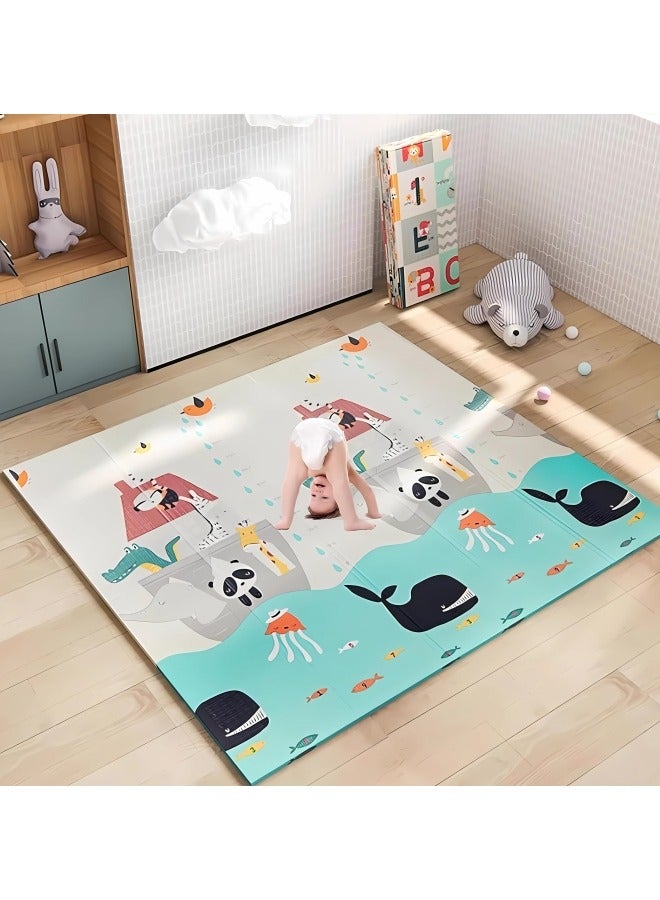 GGEROU Foldable Baby Play Mat Foam Baby Mat for Floor with Travel Bag Waterproof Crawling Playmat 200*180*1.5cm - Image 1