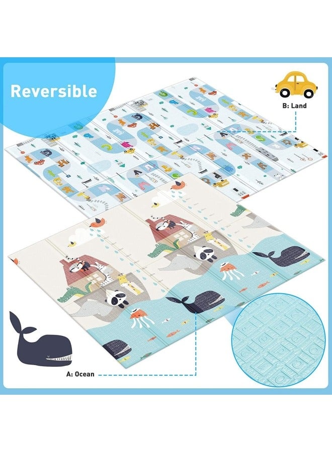 GGEROU Foldable Baby Play Mat Foam Baby Mat for Floor with Travel Bag Waterproof Crawling Playmat 200*180*1.5cm - Image 2