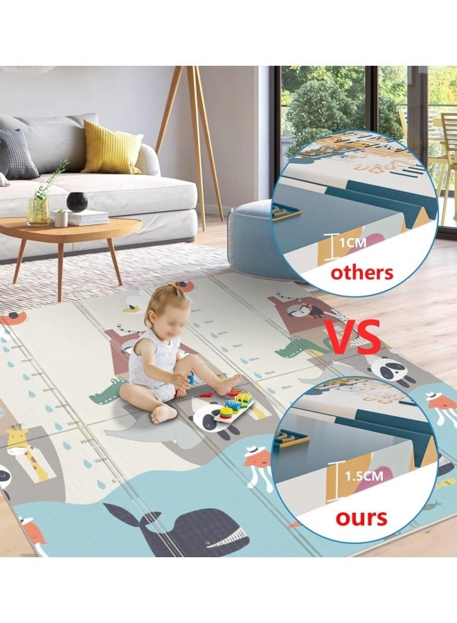 GGEROU Foldable Baby Play Mat Foam Baby Mat for Floor with Travel Bag Waterproof Crawling Playmat 200*180*1.5cm - Image 3
