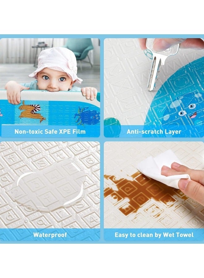 GGEROU Foldable Baby Play Mat Foam Baby Mat for Floor with Travel Bag Waterproof Crawling Playmat 200*180*1.5cm - Image 5