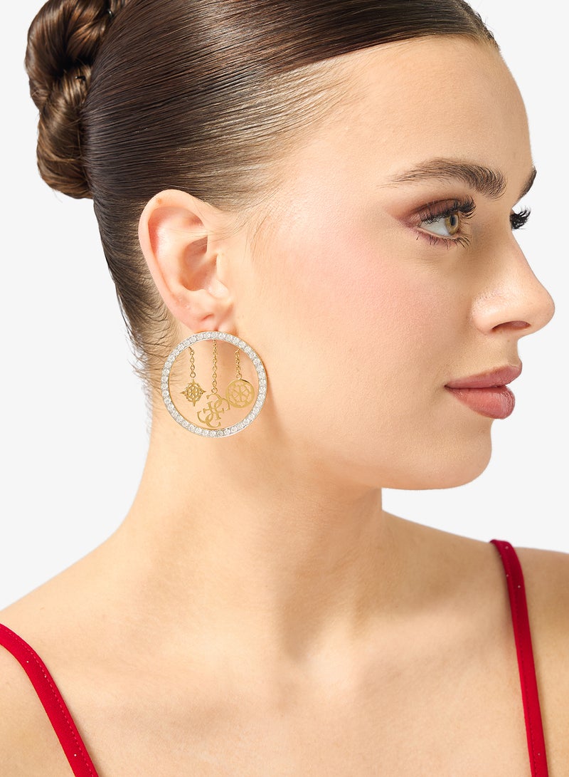 GUESS Crystal Frame Hoop Earrings - Image 4