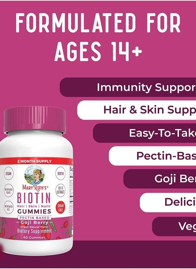 MaryRuth Organics - Nutritional Supplement, Sugar Free, 2 Month Supply, Biotin Gummy for Hair, Skin and Nails, Vegan, Non-GMO, Gluten Free, 60 Count - Image 1