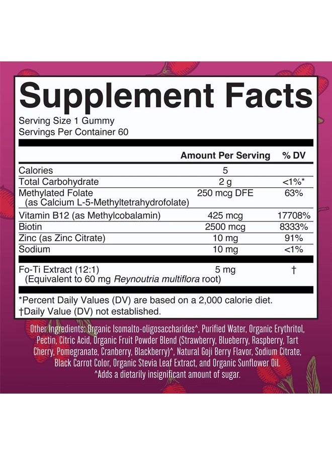 MaryRuth Organics - Nutritional Supplement, Sugar Free, 2 Month Supply, Biotin Gummy for Hair, Skin and Nails, Vegan, Non-GMO, Gluten Free, 60 Count - Image 1
