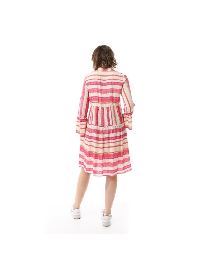 Coctail 5665-midi dress-fuchia  - Image 4