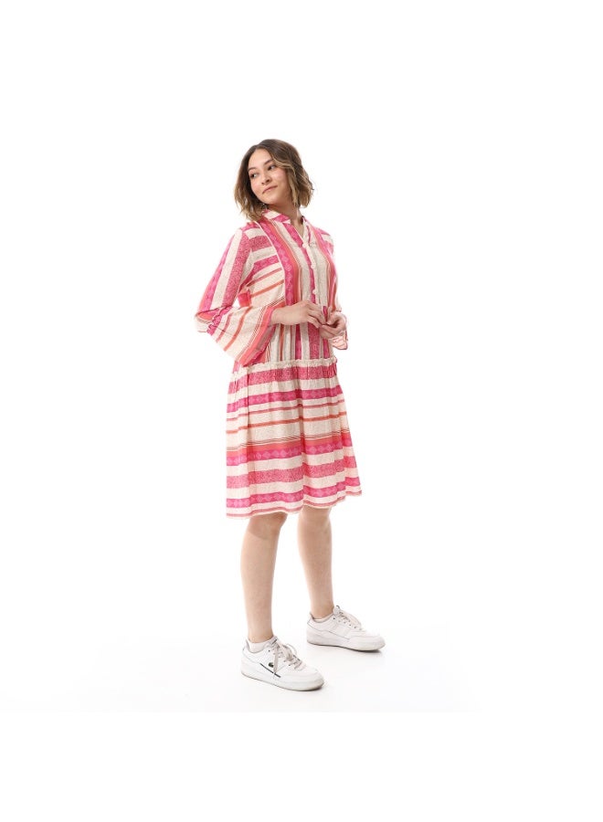 Coctail 5665-midi dress-fuchia  - Image 3