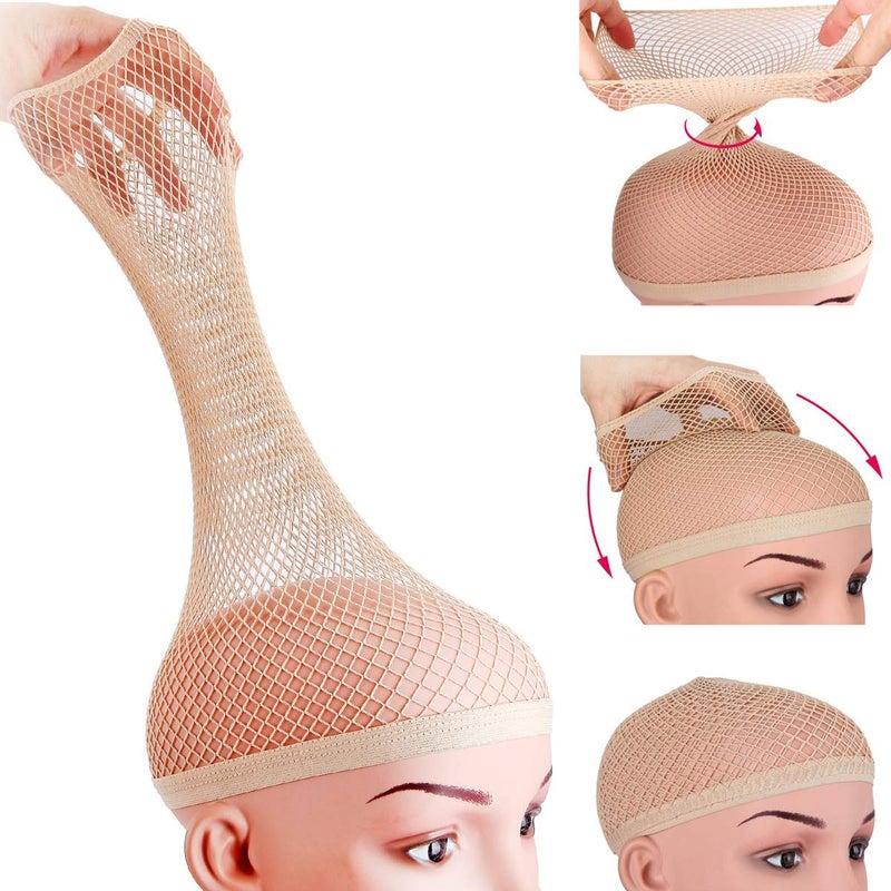 Dreamlover Dreamlover Wig Cap for Long Hair Hair Net for Wig Fishnet Wig Cap for Women Natural Nude 3 Pieces
