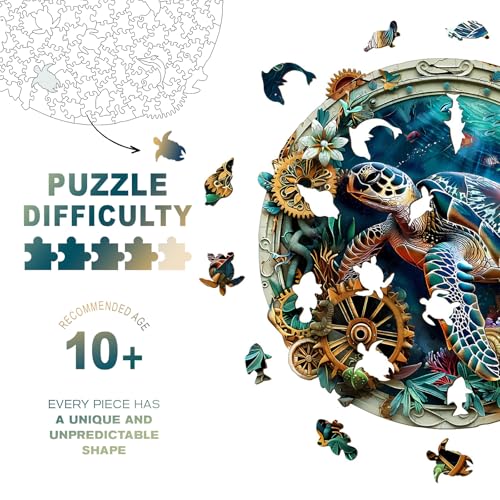 Purdicra Wooden Jigsaw Puzzles Embossed Turtle Wooden Puzzles for Adults with Unique Shape Adult Jigsaw Puzzle Birthday Gifts for Adults 134x133290pcs - Image 5