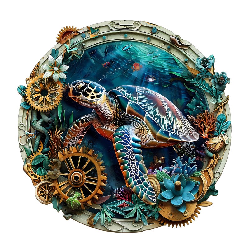Purdicra Wooden Jigsaw Puzzles Embossed Turtle Wooden Puzzles for Adults with Unique Shape Adult Jigsaw Puzzle Birthday Gifts for Adults 134x133290pcs - Image 3