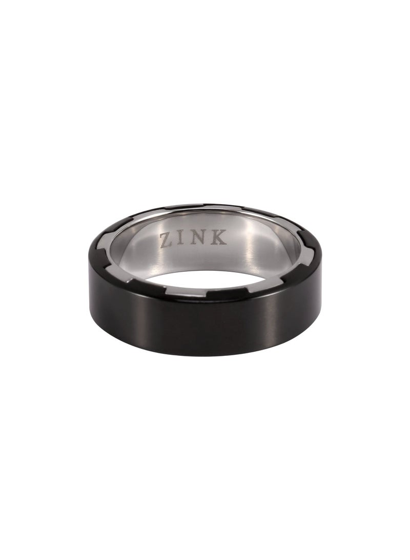 زنك خاتم زينك الرجالي باللون الفضي والأسود المصنوع من الستانلس ستيل | ZJRG004SPB - Image 2