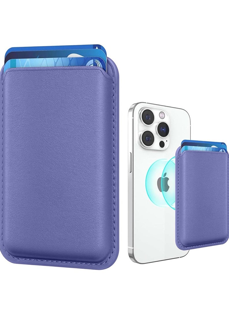Theodor Magsafe Wallet Compatible with iPhone 16 & iPhone 15 Pro Max – Mag Safe Secure Credit Card Holder – Vegan Leather. Magnetic Card Wallet Holder - Apple iPhone 16,15,14,13,12 Compatible- Purple  - Image 1