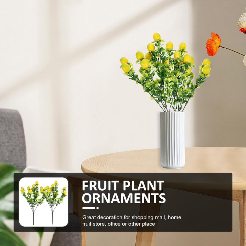STOBAZA 2 Pcs Artificial Lemon Branches Simulation Fruit Plants Decorations, Realistic Faux Fruit Photo Props for Home Kitchen Party Table Centerpiece - Image 4