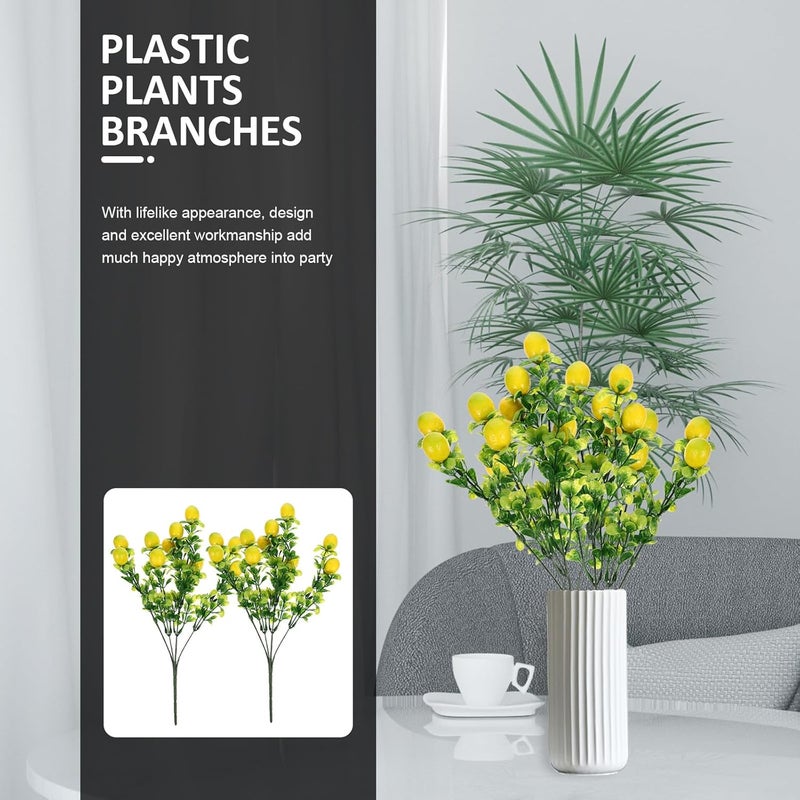 STOBAZA 2 Pcs Artificial Lemon Branches Simulation Fruit Plants Decorations, Realistic Faux Fruit Photo Props for Home Kitchen Party Table Centerpiece - Image 5