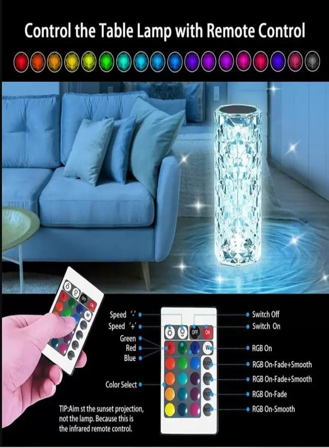 Eblooming Rose Crystal Diamond Table Lamp Color Changing, Touch Control Creative Rose LED Ambient Night Light, Modern Bedside lamp Home Candlelight Dinner Decoration (16 Colors) Pack of 1 - Image 2