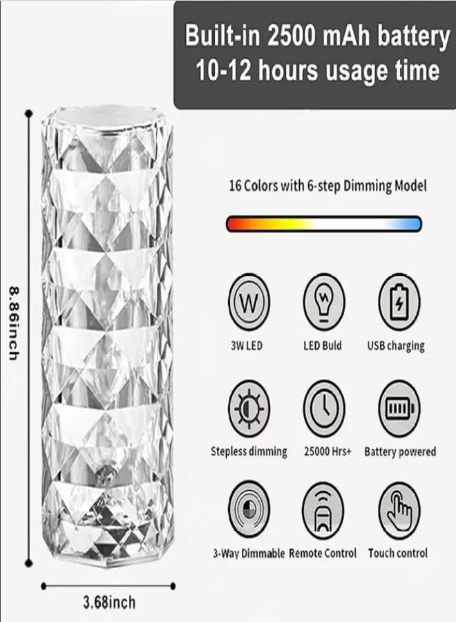Eblooming Rose Crystal Diamond Table Lamp Color Changing, Touch Control Creative Rose LED Ambient Night Light, Modern Bedside lamp Home Candlelight Dinner Decoration (16 Colors) Pack of 1 - Image 5