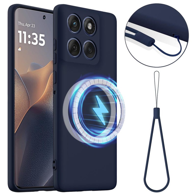 HuHa Case Cover For Motorola Edge 60 Pro Shockproof Silicone Magsafe Phone Case(Navy Blue) - Image 1