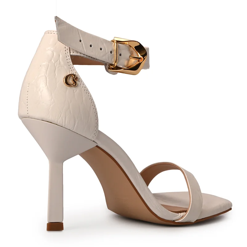 Carmen Steffens White Sandal with Geometric Heel