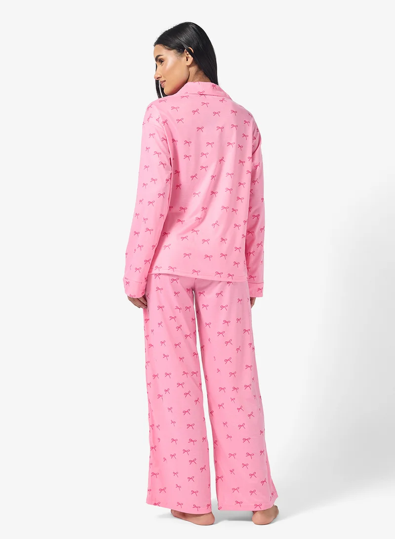 Ginger Bow Shirt & Pyjama Set