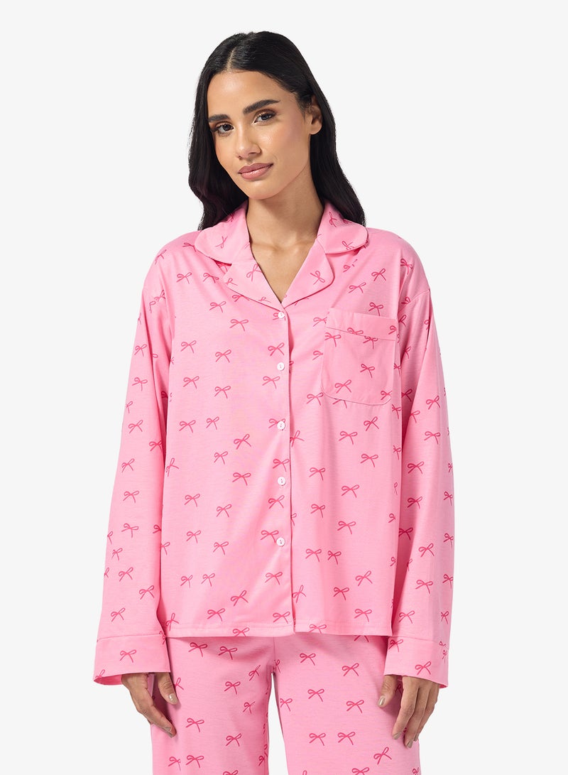 جينجر طقم بيجامة وقميص بفيونكة - Image 3