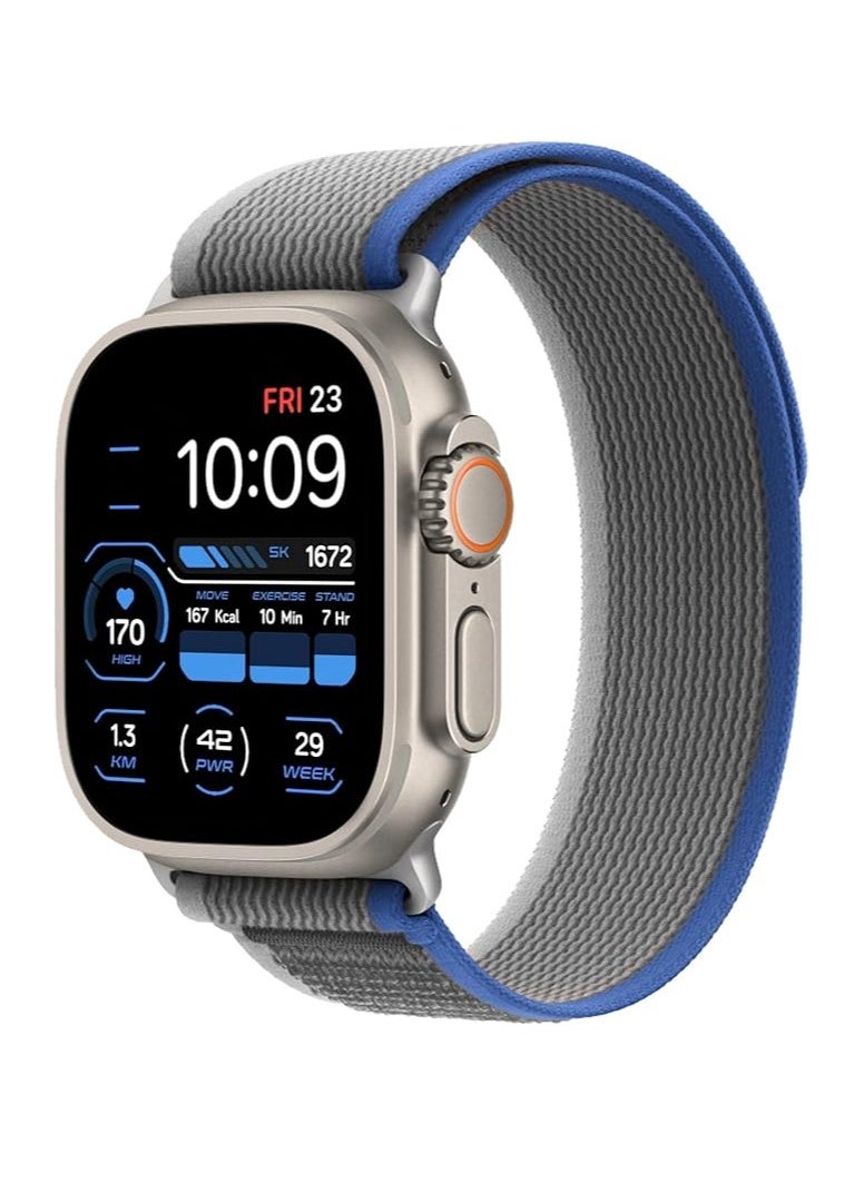 ten.tech - Tin Tech with Apple Watch Series Ultra/Ultra 2 Band 49mm 45mm 44mm 42mm, Nylon Sports Trail loop Band for Apple Watch /SE 1/2/3/4/5/6/7/ – Blue & grey - Image 1