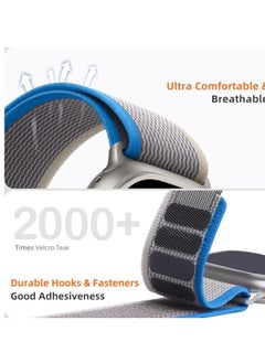 ten.tech Tin Tech with Apple Watch Series Ultra/Ultra 2 Band 49mm 45mm 44mm 42mm, Nylon Sports Trail loop Band for Apple Watch /SE 1/2/3/4/5/6/7/ – Blue & grey  - Image 2