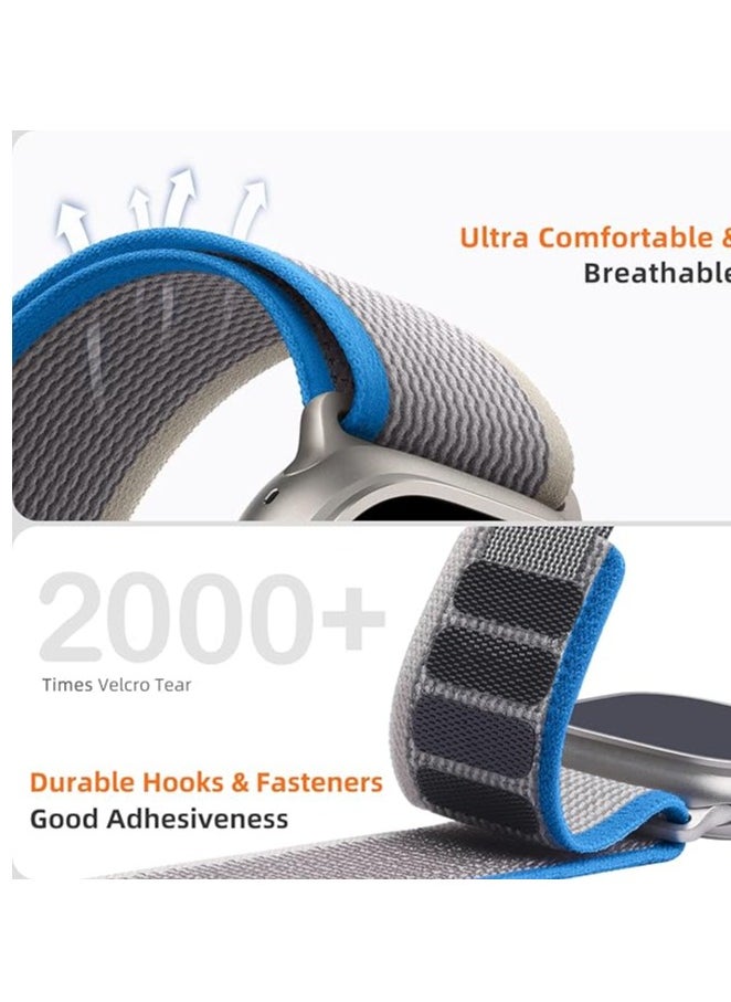 ten.tech - Tin Tech with Apple Watch Series Ultra/Ultra 2 Band 49mm 45mm 44mm 42mm, Nylon Sports Trail loop Band for Apple Watch /SE 1/2/3/4/5/6/7/ – Blue & grey - Image 1