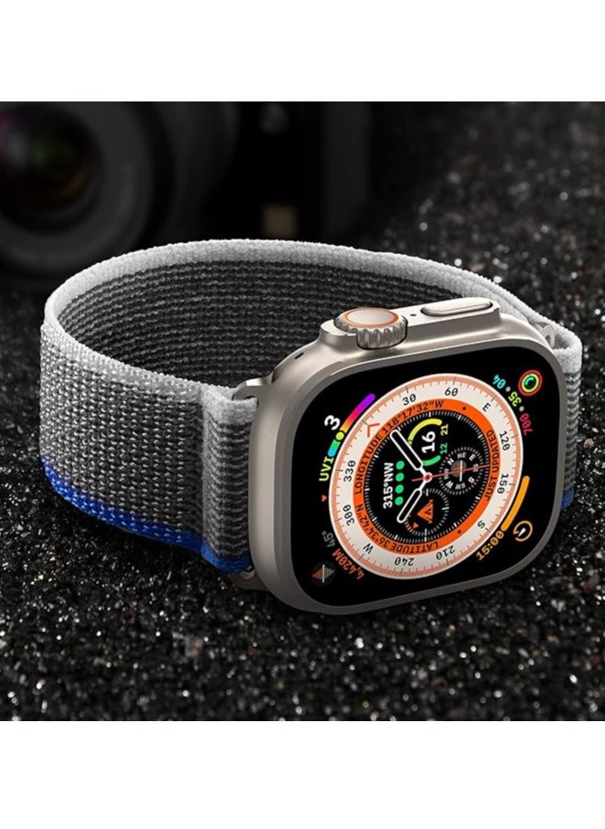 ten.tech - Tin Tech with Apple Watch Series Ultra/Ultra 2 Band 49mm 45mm 44mm 42mm, Nylon Sports Trail loop Band for Apple Watch /SE 1/2/3/4/5/6/7/ – Blue & grey - Image 1
