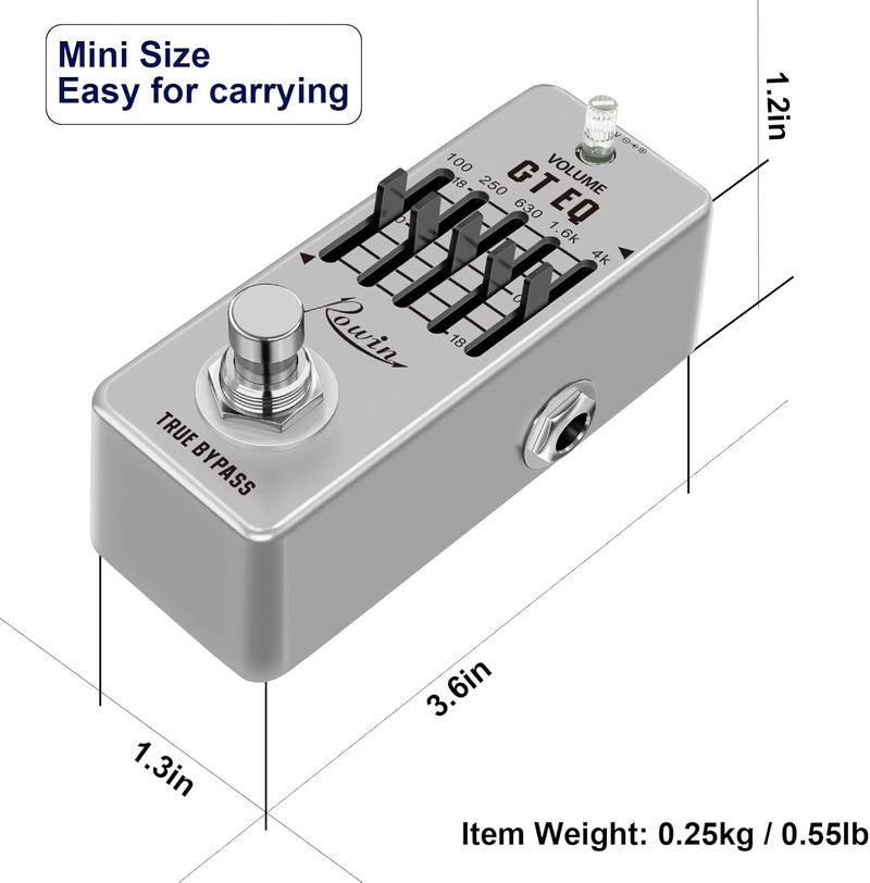 Rowin Guitar Equalize Effect Pedal EQ Add or Take Away Specific Bands Tune Parameters of Sound - Image 5