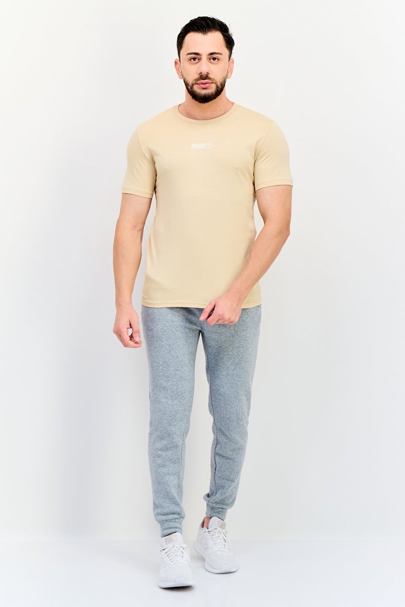 PUMA Men Sportswear Fit Embroidered Logo Short Sleeves Outdoor T-Shirt, Beige - Image 4