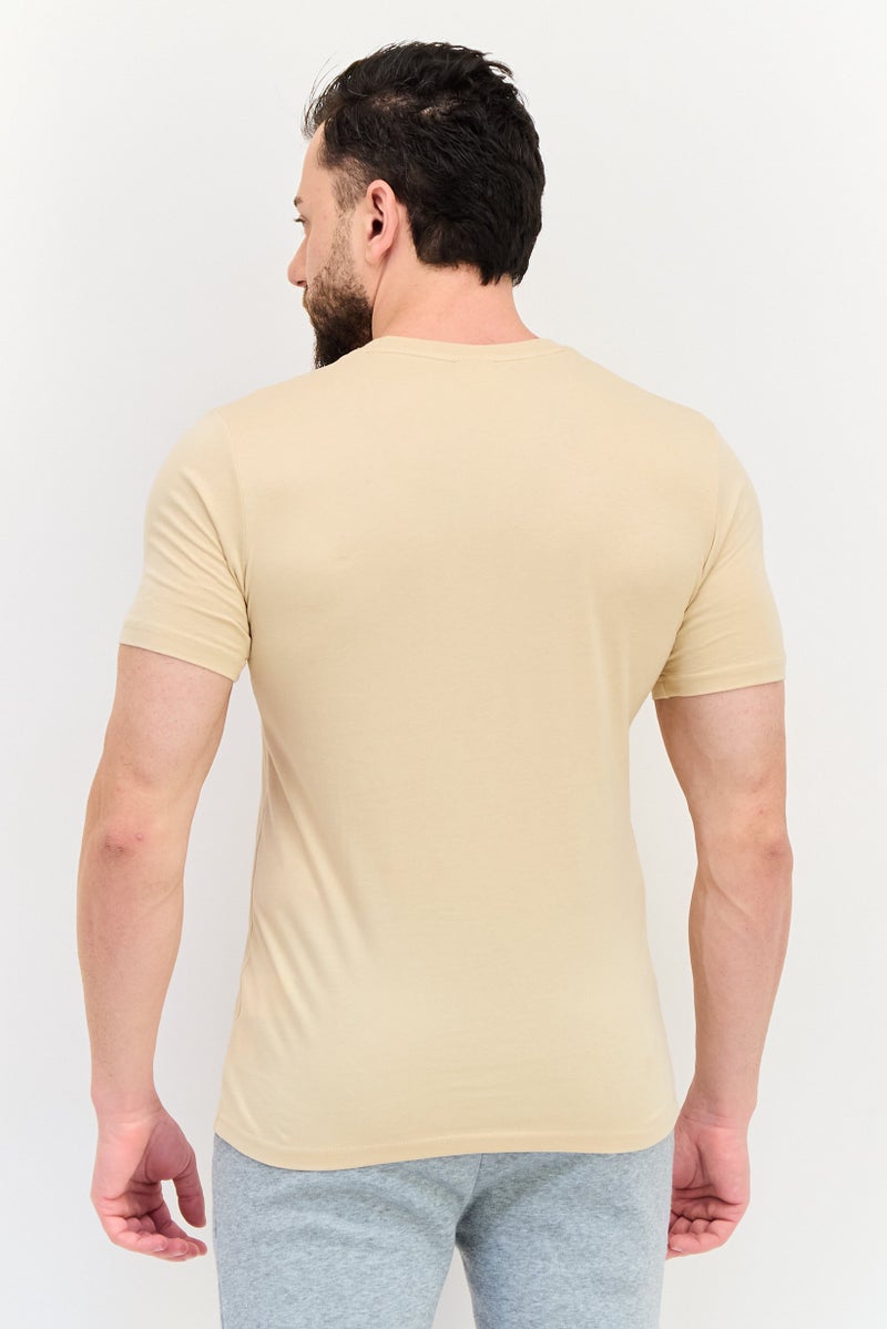 PUMA Men Sportswear Fit Embroidered Logo Short Sleeves Outdoor T-Shirt, Beige - Image 3