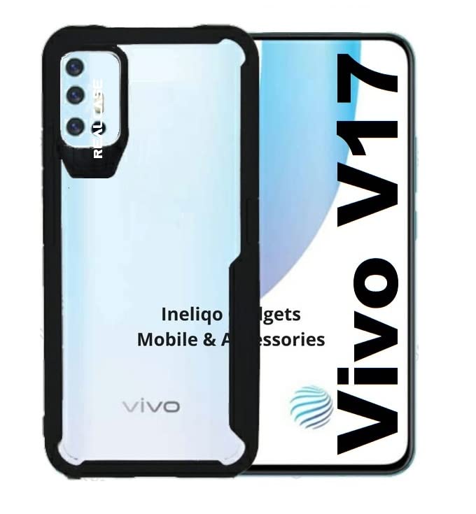REALCASE Vivo V17 Back Cover Stylish, Clear Gel TPU Shockproof Transparent Bumper Back Case Cover for Vivo V17 (E-Black) - Image 1