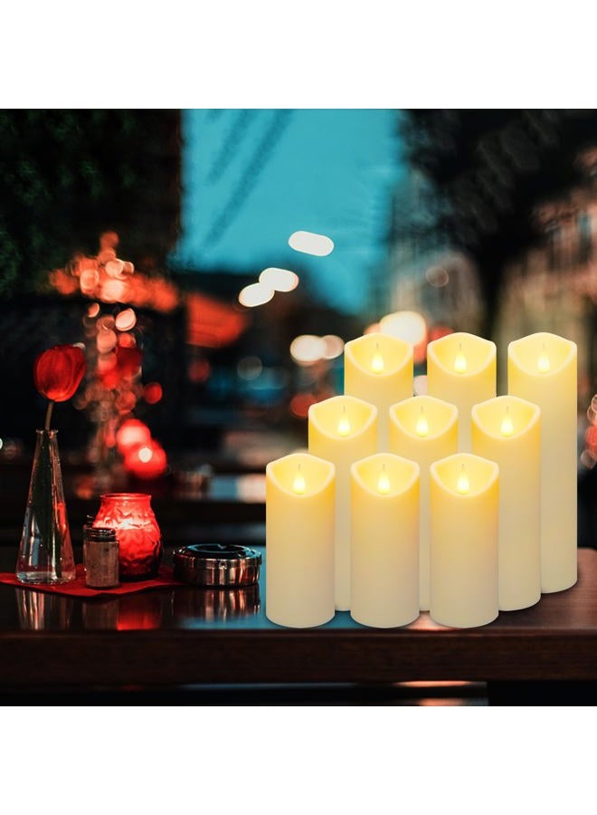 Aignis 9pcs Flameless LED Candles Battery Operated with 10-Key Remote & Timer, Indoor Heat Resistant, 3D Wick with Warm Flickering Glow for Cozy Home/Wedding/Holiday Décor (D 2.2" x H 5"/6"/7") - Image 3