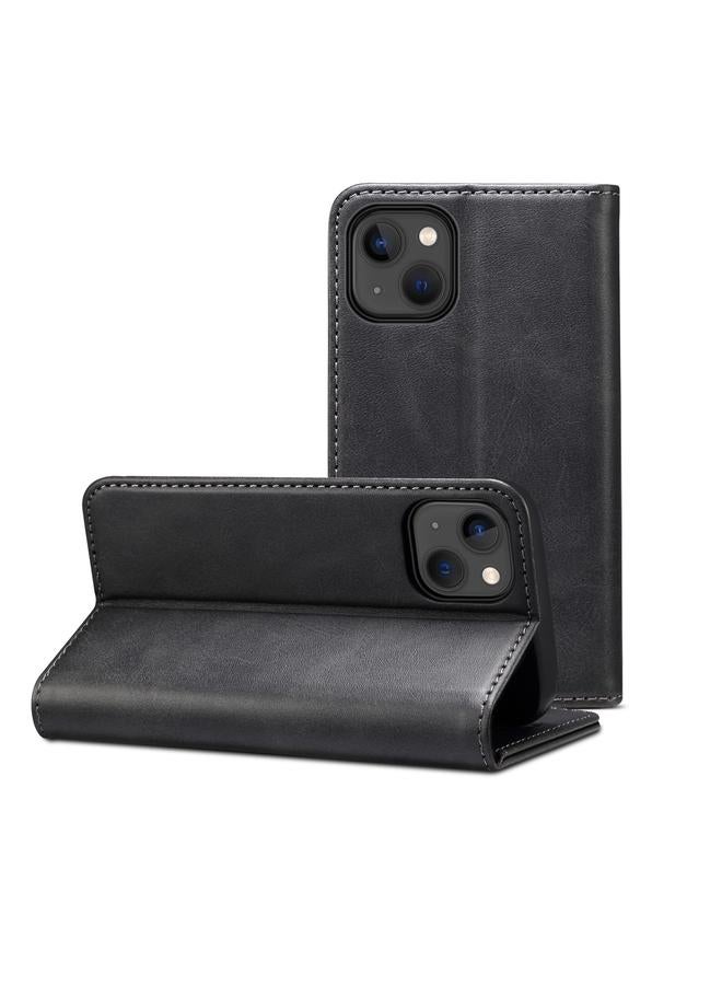 إيروريكس جراب هاتف iPhone 14 Plus من الجلد الملمس العجل مع قلاب أفقي - Image 1