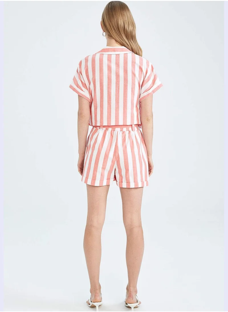DeFacto Regular Fit Elasticated Waist Striped Mini Short