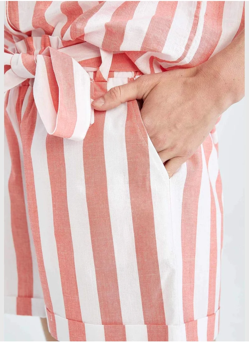 DeFacto Regular Fit Elasticated Waist Striped Mini Short