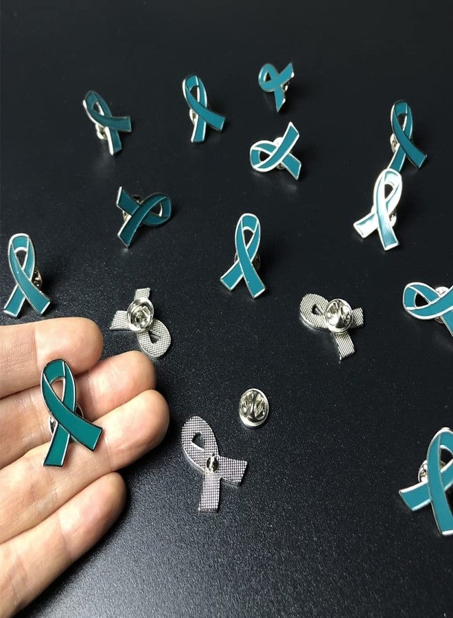 Alodidae 50pcs Teal Ribbon Awareness Pins Cervical Ovarian Cancer Awareness Products Pin - Image 3