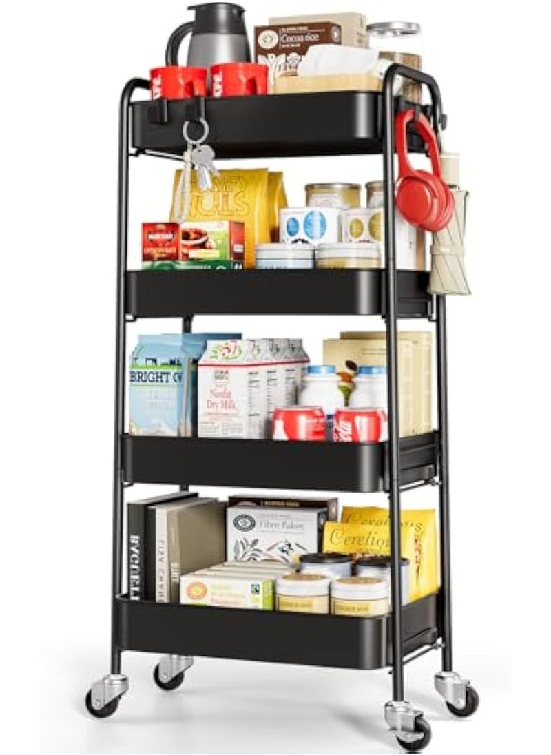 Apexll Upgrade Steel 4-Tier Rolling Storage Cart,360° Wheels with Lock,Metal Organizer Trolley for Kitchen,Bathroom,Office,Garage,Narrow Space Solutions  - Image 1