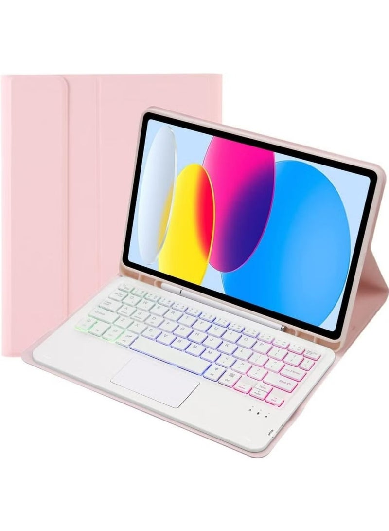 حافظة لوحة مفاتيح ثنائية اللغة لجهاز Samsung Tab A11 Plus 2025، بإضاءة خلفية، ولوحة تتبع متعددة اللمس، وحافظة قابلة للطي مع حامل قلم رصاص - Image 1