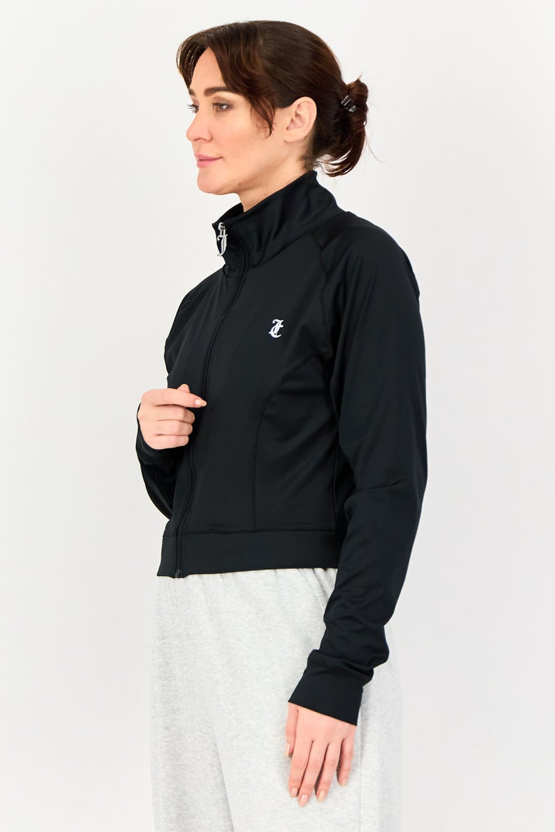 Juicy Couture جاكيت تدريب رياضي نسائي بأكمام طويلة، أسود - Image 2