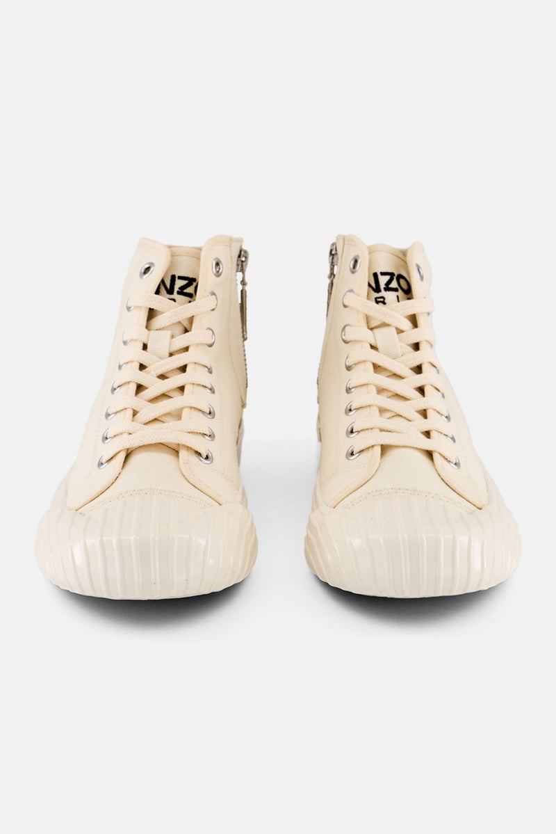 Kenzo Women School High Cut Lace Up Casual Shoes, Cream  - Image 2
