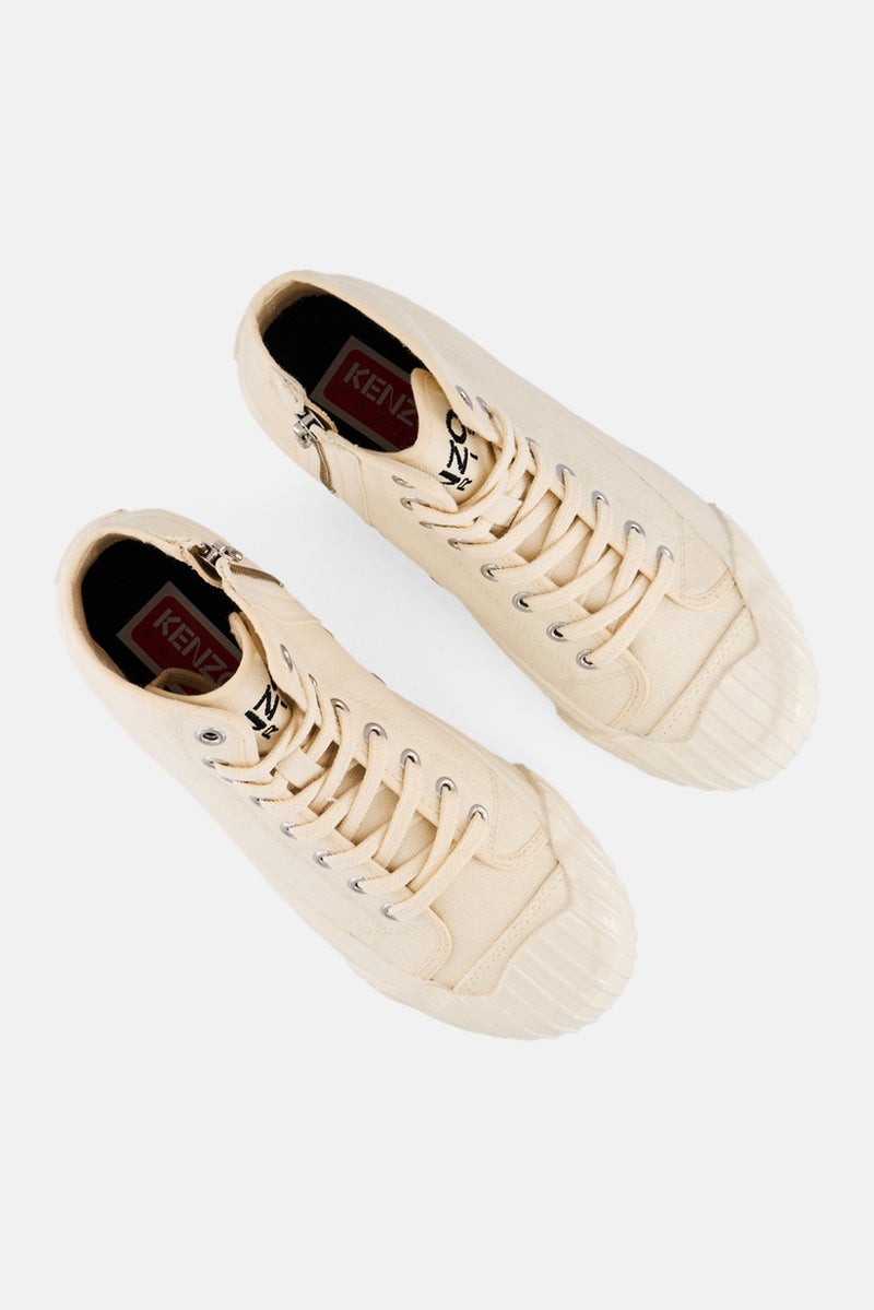 Kenzo Women School High Cut Lace Up Casual Shoes, Cream  - Image 4