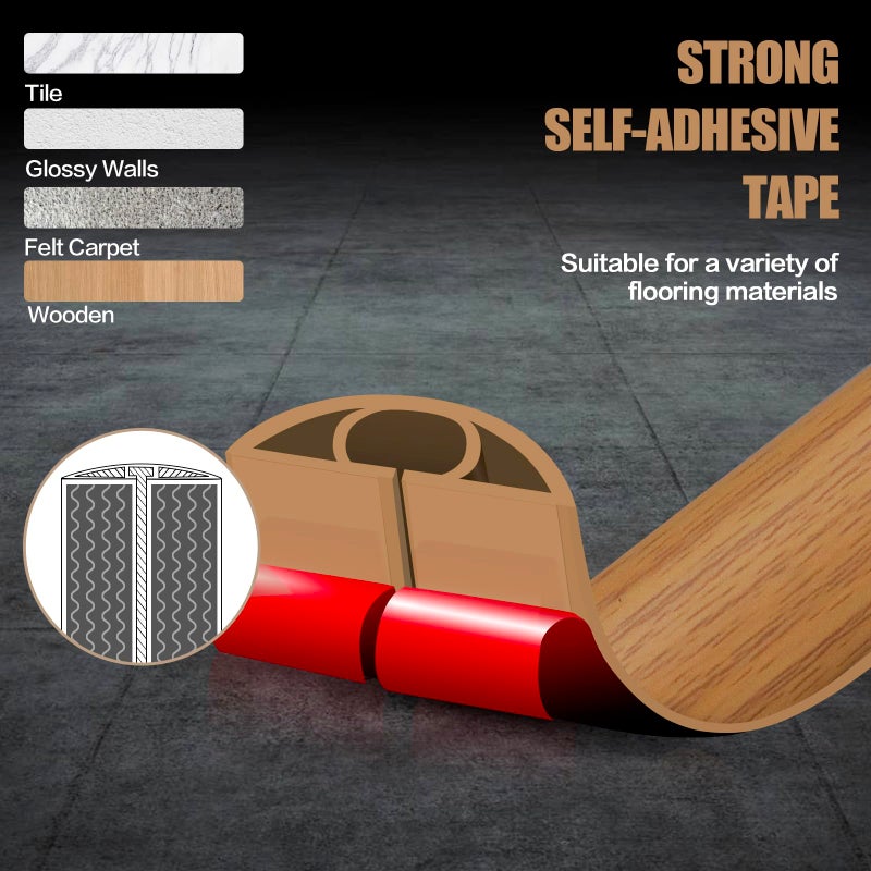 DBHXXMB-HH Floor Cord Cover Self Adhesive Cord Hider,10FT Cable Management, Extension Strip Protector for Wires, Prevent Cable Trips for Offices, Gyms, Exhibitions Cavity:0.39"(W) x 0.27"(H) Brown Wood - Image 4