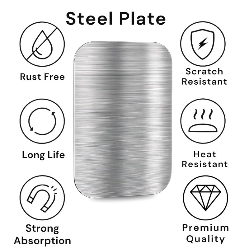 ENTRONZ Metal Plates for Magnet Car Mount Mobile Phone Holders and Other Magnet Mount Holders (Silver) (2 Ractangle) - Image 5