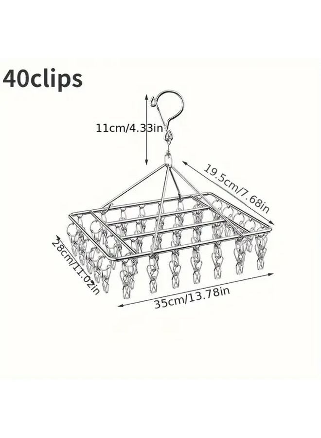 Stainless Steel Sock Drying Rack With 40 Rotating Clips Wall Mounted Laundry Hanger For Socks Bras Underwear - Image 5