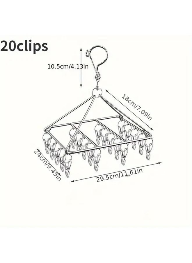 Stainless Steel Sock Drying Rack With 40 Rotating Clips Wall Mounted Laundry Hanger For Socks Bras Underwear - Image 4