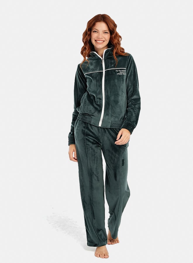 Carina Velvet Color Piping Pyjama Set - Image 1